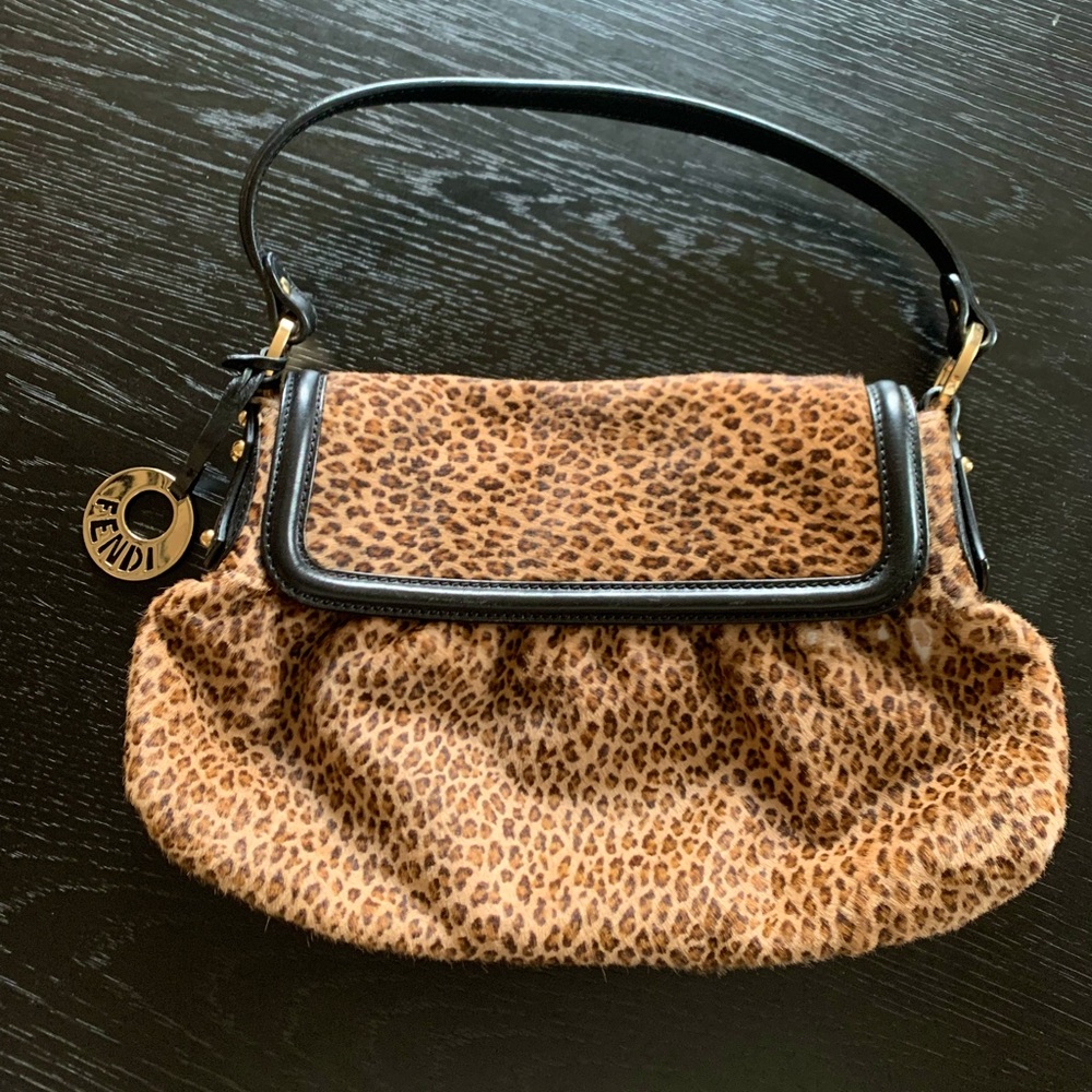 Vintage Fend Chef Flap Bag w/Printed Pony Hair (Small)